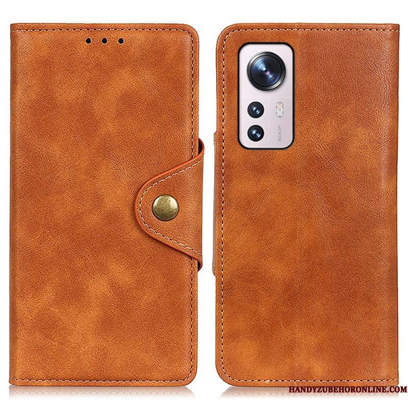 Folio-hoesje voor Xiaomi 12 Pro Vintage Kunstleer En Knop