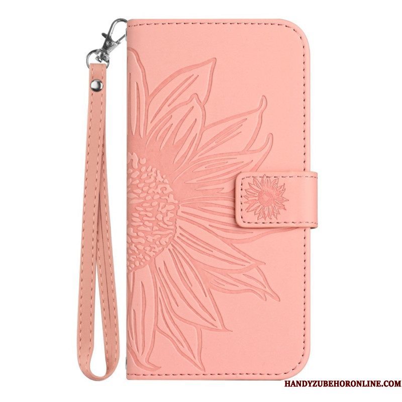 Folio-hoesje voor Xiaomi 13 Lite Zonnebloem Met Lanyard