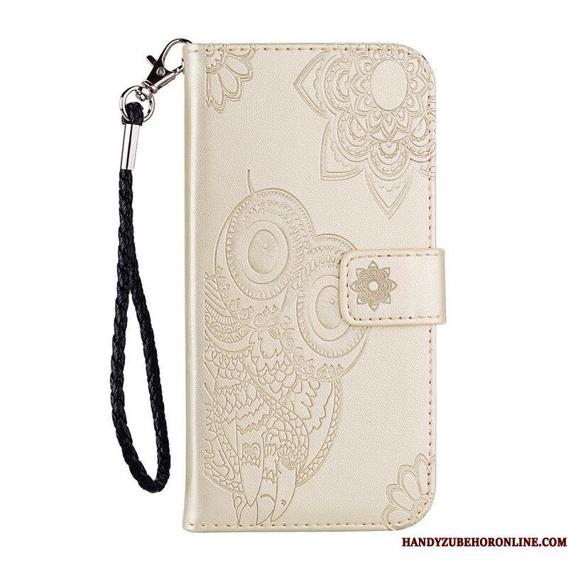 Folio-hoesje voor Xiaomi Redmi Note 10 5G Uil En Lanyard