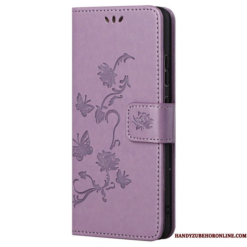 Folio-hoesje voor Xiaomi Redmi Note 11 / 11S Met Ketting Riem Bloemen