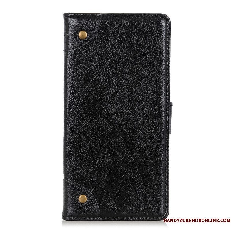 Folio-hoesje voor Xiaomi Redmi Note 11 Pro / 11 Pro 5G Stijl Nappa Lederen Vintage Klinknagels