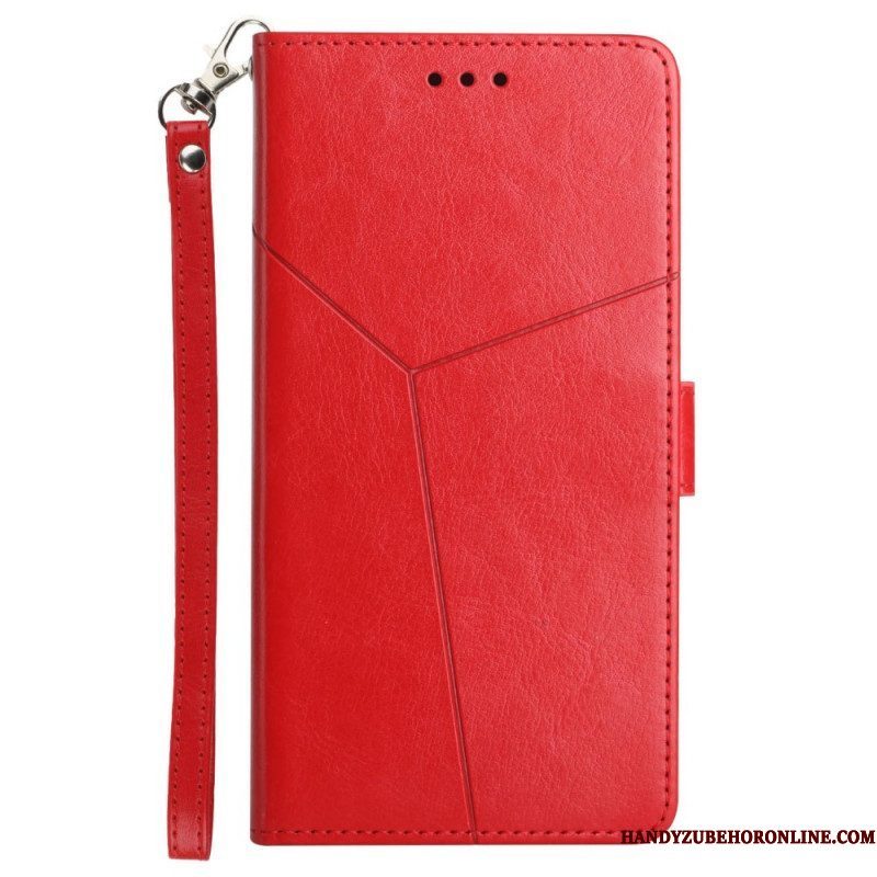 Folio-hoesje voor Xiaomi Redmi Note 11 Pro Plus 5G Met Ketting Strappy Geometrische Lederen Stijl