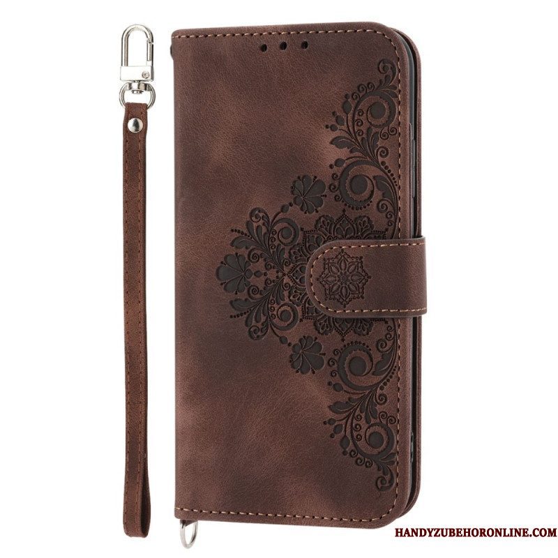 Folio-hoesje voor Xiaomi Redmi Note 12 Pro Plus Mandala Met Lanyard En Schouderriem