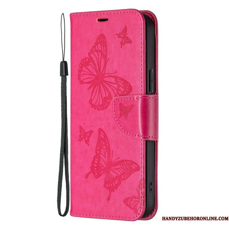 Folio-hoesje voor iPhone 13 Pro Max Flip Case Vlinders En Schuine Klep