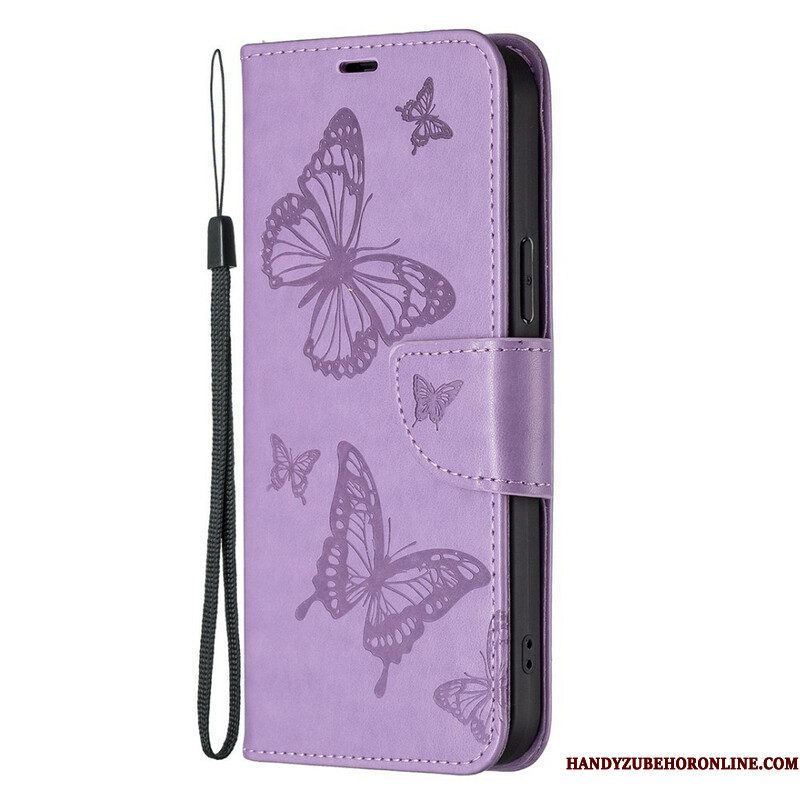 Folio-hoesje voor iPhone 13 Pro Max Flip Case Vlinders En Schuine Klep