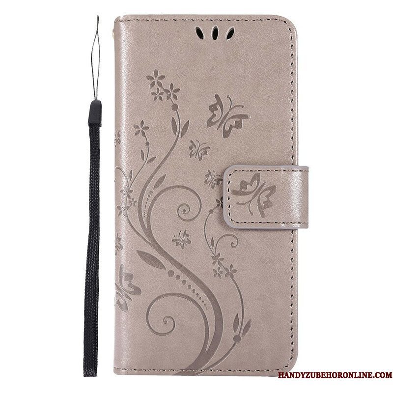 Folio-hoesje voor iPhone 13 Pro Met Ketting Strappy Grafische Bloemen