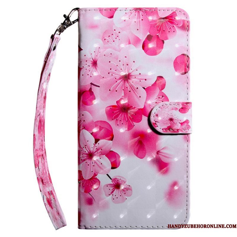 Folio-hoesje voor iPhone 15 Pro Max Met Ketting Band Bloemen