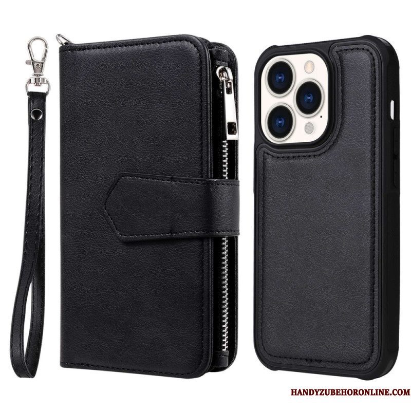 Hoesje Flip Case voor iPhone 14 Pro Portemonnee Leren Portemonnee Met Afneembaar