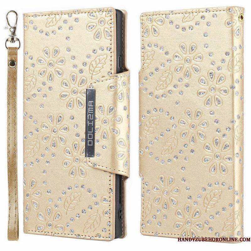 Hoesje Folio-hoesje voor Samsung Galaxy S22 5G Afneembare Diamanten