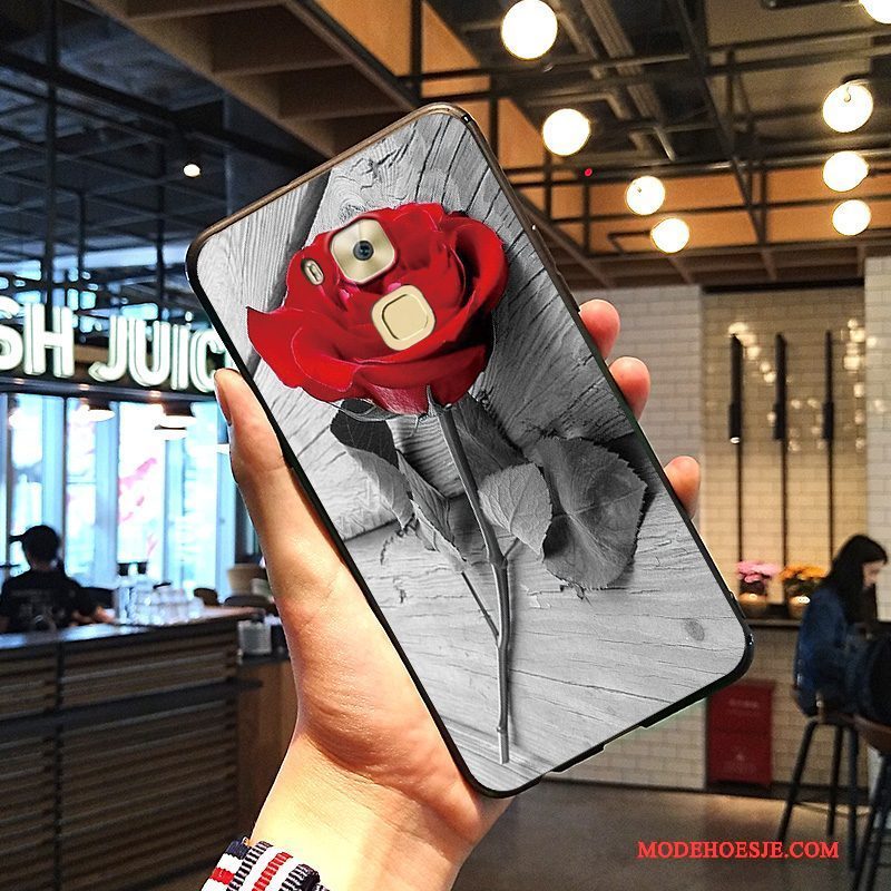 Hoesje Huawei G9 Plus Reliëf Trend Anti-fall, Hoes Huawei G9 Plus Zacht Rood Kunst