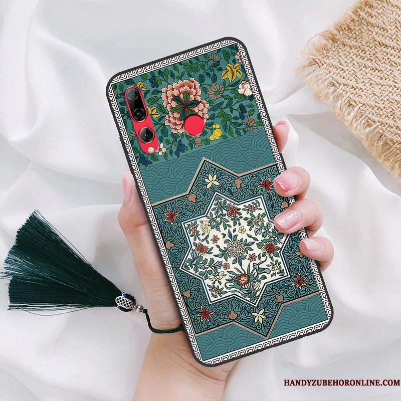 Hoesje Huawei P Smart+ 2019 Scheppend Schrobben Wind, Hoes Huawei P Smart+ 2019 Vintage Anti-fall Groen