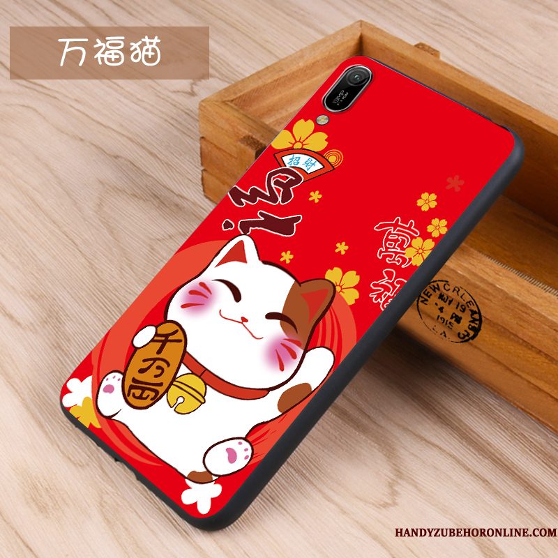 Hoesje Huawei Y6 2019 Bescherming Groen Net Red, Hoes Huawei Y6 2019 Siliconen Trendy Merk Schrobben