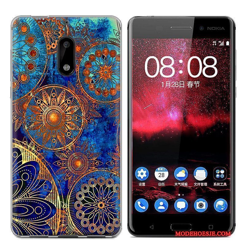 Hoesje Nokia 6 Zacht Trendtelefoon, Hoes Nokia 6 Bescherming Blauw