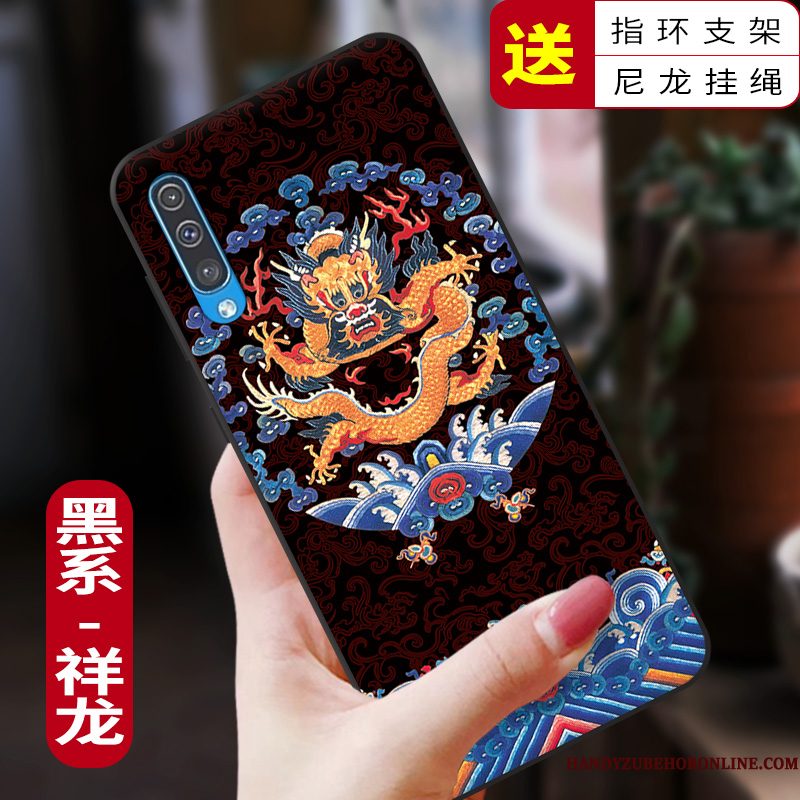 Hoesje Samsung Galaxy A50 Bescherming Blauw Anti-fall, Hoes Samsung Galaxy A50 Scheppend Chinese Stijltelefoon