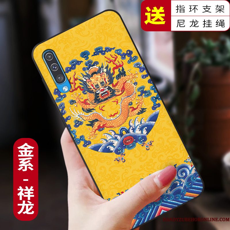 Hoesje Samsung Galaxy A50 Bescherming Blauw Anti-fall, Hoes Samsung Galaxy A50 Scheppend Chinese Stijltelefoon