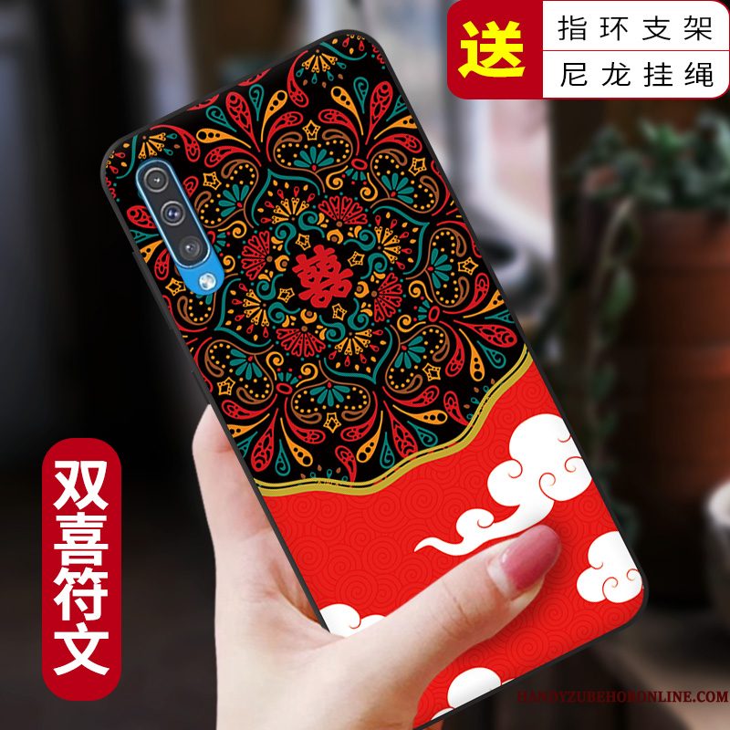 Hoesje Samsung Galaxy A50 Bescherming Blauw Anti-fall, Hoes Samsung Galaxy A50 Scheppend Chinese Stijltelefoon