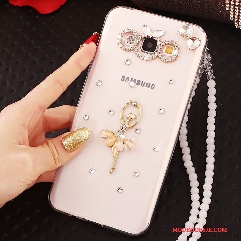 Hoesje Samsung Galaxy J5 2016 Strass Goud Anti-fall, Hoes Samsung Galaxy J5 2016 Telefoon Hanger