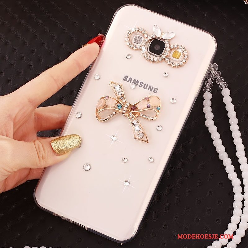 Hoesje Samsung Galaxy J5 2016 Strass Goud Anti-fall, Hoes Samsung Galaxy J5 2016 Telefoon Hanger