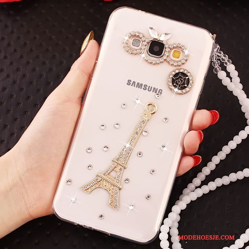 Hoesje Samsung Galaxy J5 2016 Strass Goud Anti-fall, Hoes Samsung Galaxy J5 2016 Telefoon Hanger