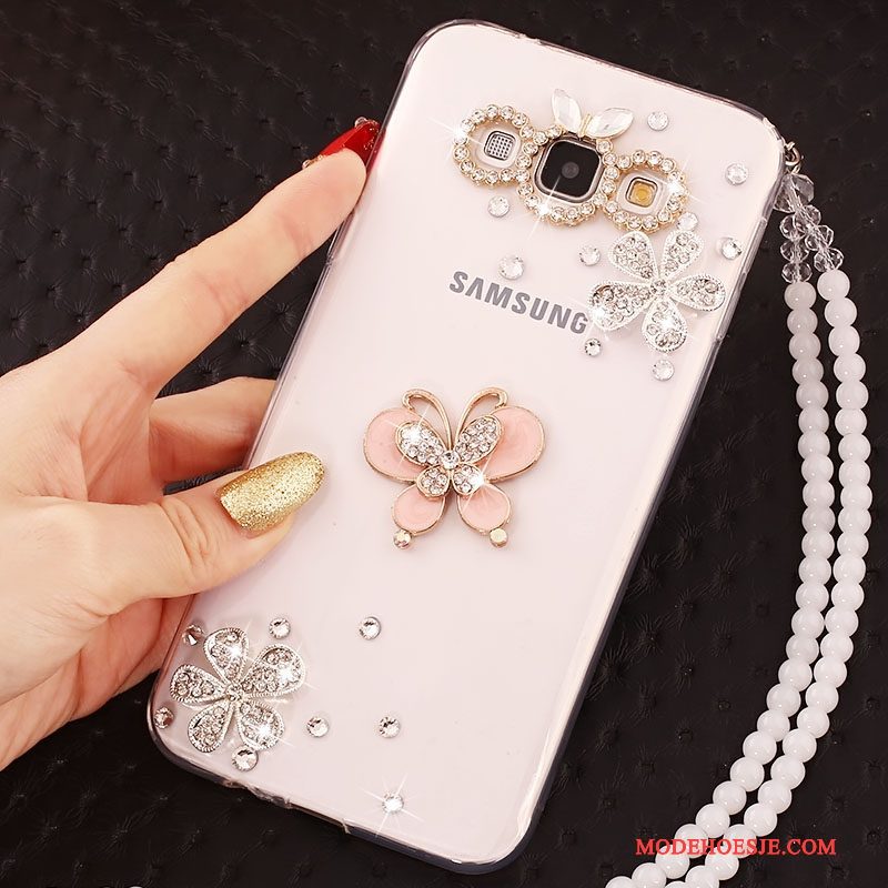 Hoesje Samsung Galaxy J5 2016 Strass Goud Anti-fall, Hoes Samsung Galaxy J5 2016 Telefoon Hanger