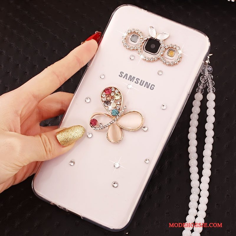 Hoesje Samsung Galaxy J5 2016 Strass Goud Anti-fall, Hoes Samsung Galaxy J5 2016 Telefoon Hanger