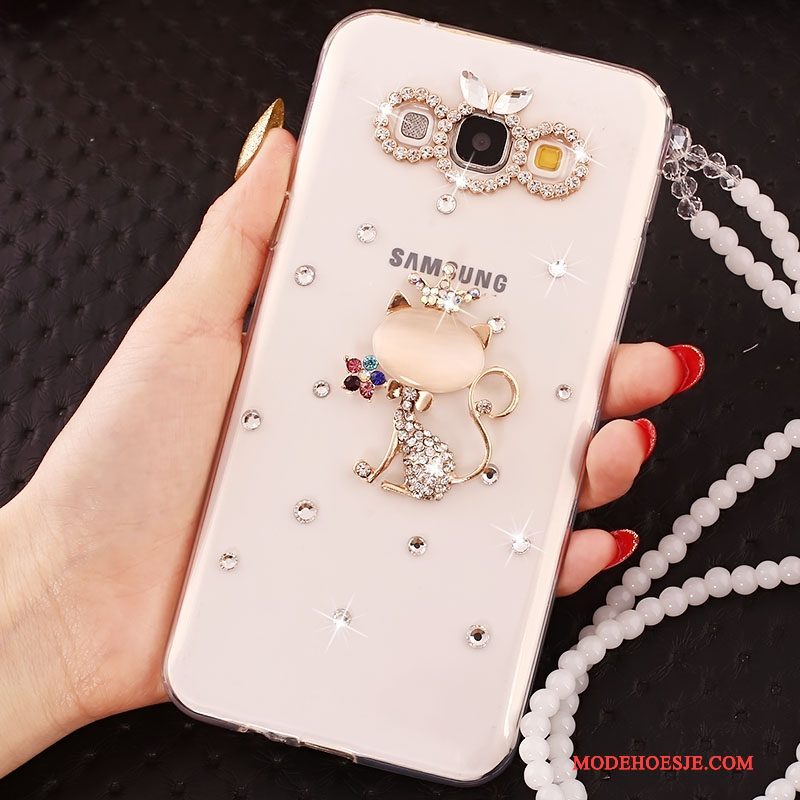 Hoesje Samsung Galaxy J5 2016 Strass Goud Anti-fall, Hoes Samsung Galaxy J5 2016 Telefoon Hanger