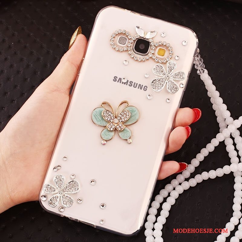 Hoesje Samsung Galaxy J5 2016 Strass Goud Anti-fall, Hoes Samsung Galaxy J5 2016 Telefoon Hanger