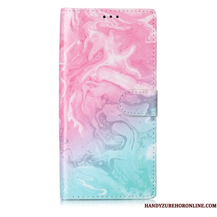 Hoesje Samsung Galaxy Note 10 Folio Grote Blauw, Hoes Samsung Galaxy Note 10 Leer Telefoon Anti-fall