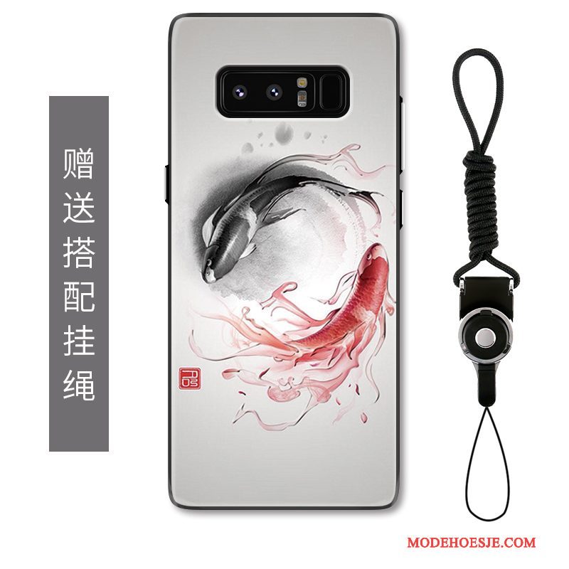 Hoesje Samsung Galaxy Note 8 Reliëf Telefoon Chinese Stijl, Hoes Samsung Galaxy Note 8 Scheppend Groen Persoonlijk