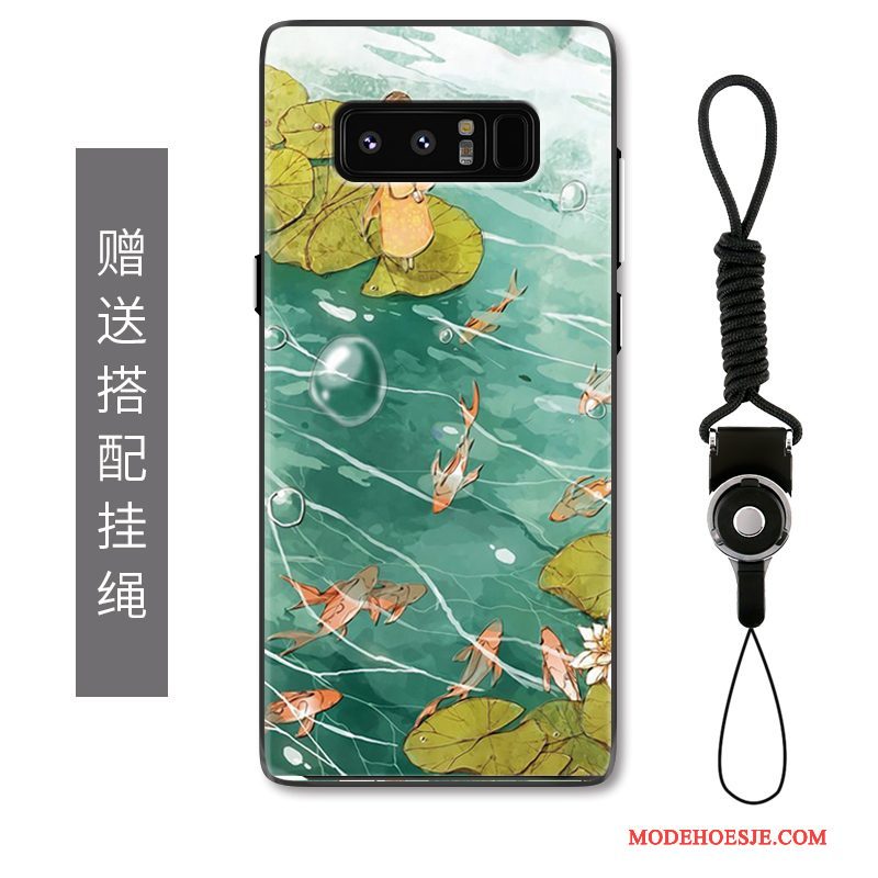 Hoesje Samsung Galaxy Note 8 Reliëf Telefoon Chinese Stijl, Hoes Samsung Galaxy Note 8 Scheppend Groen Persoonlijk