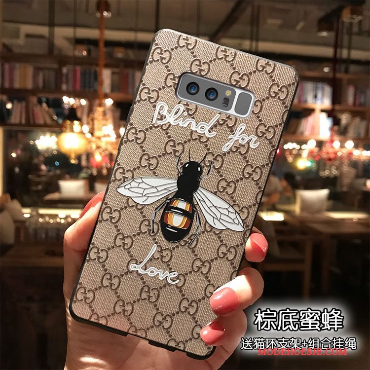 Hoesje Samsung Galaxy Note 8 Siliconen Hanger Khaki, Hoes Samsung Galaxy Note 8 Zakken Telefoon