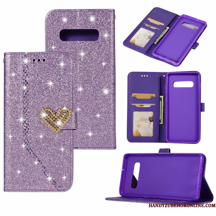 Hoesje Samsung Galaxy S10 Leer Roze Liefde, Hoes Samsung Galaxy S10 Folio Kaarttelefoon