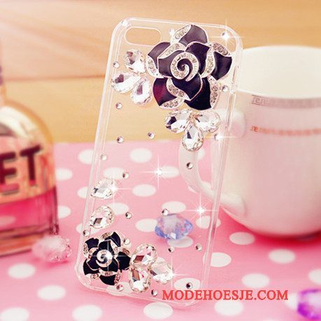 Hoesje Samsung Galaxy S4 Strass Purper Trend, Hoes Samsung Galaxy S4 Bescherming Telefoon