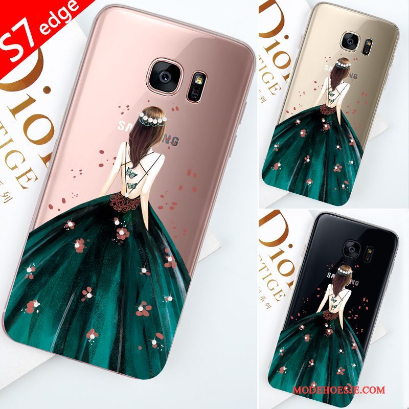 Hoesje Samsung Galaxy S7 Edge Scheppend Trendtelefoon, Hoes Samsung Galaxy S7 Edge Siliconen Anti-fall Zwart