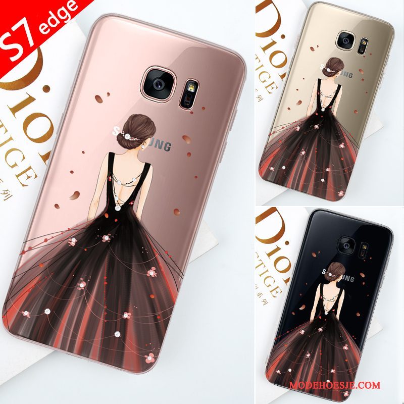 Hoesje Samsung Galaxy S7 Edge Scheppend Trendtelefoon, Hoes Samsung Galaxy S7 Edge Siliconen Anti-fall Zwart