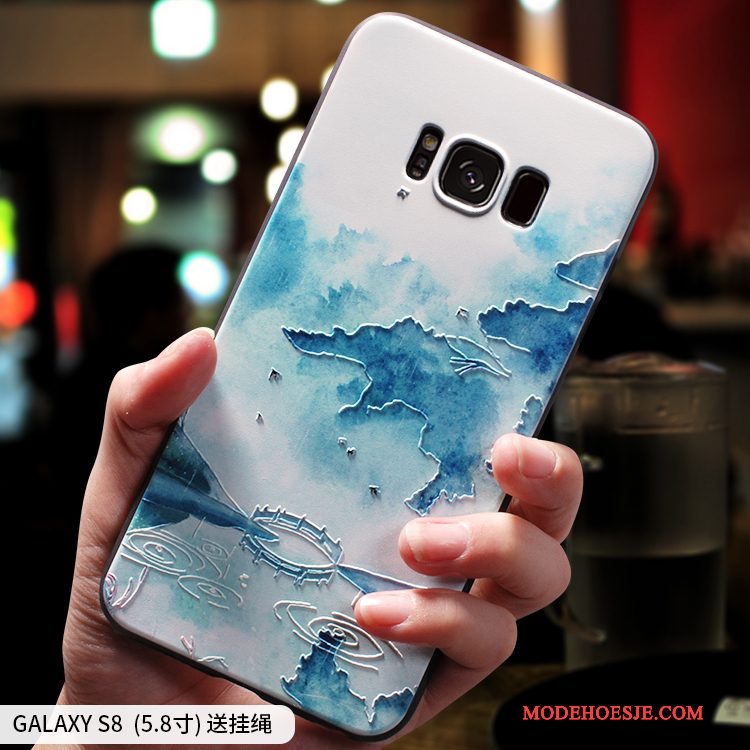 Hoesje Samsung Galaxy S8 Zakken Anti-falltelefoon, Hoes Samsung Galaxy S8 Siliconen Groen Chinese Stijl