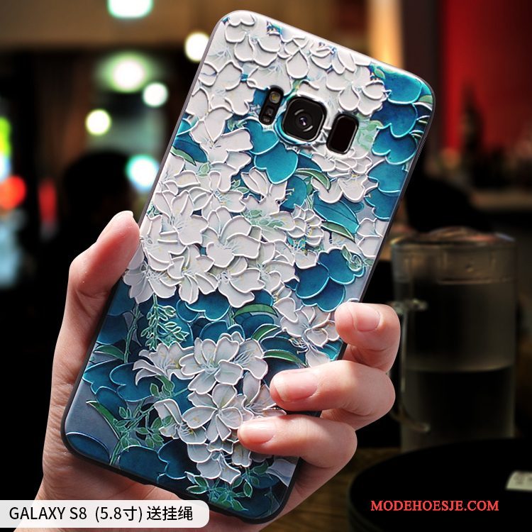 Hoesje Samsung Galaxy S8 Zakken Anti-falltelefoon, Hoes Samsung Galaxy S8 Siliconen Groen Chinese Stijl