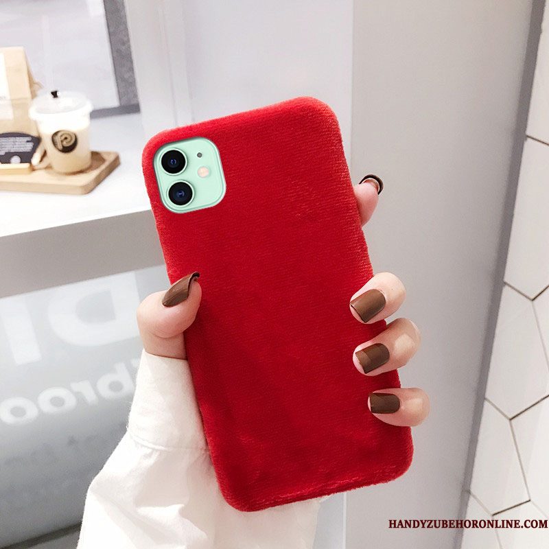 Hoesje iPhone 11 Zakken Roze Nieuw, Hoes iPhone 11 Scheppend Effen Kleur Pluche