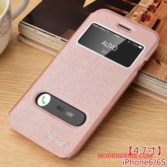 Hoesje iPhone 6/6s Leer Anti-fall Roze, Hoes iPhone 6/6s Folio Telefoon