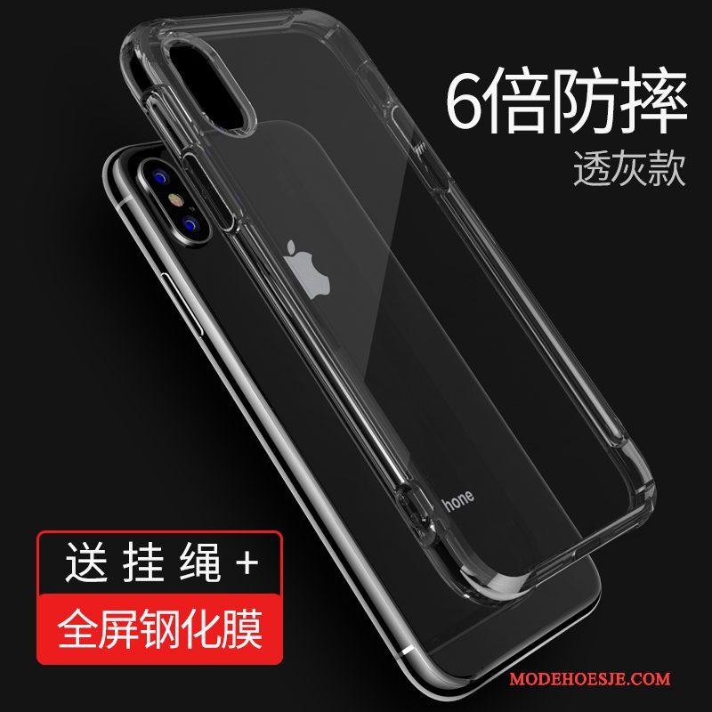 Hoesje iPhone X Zakken Telefoon Hanger, Hoes iPhone X Siliconen Doorzichtig Wit