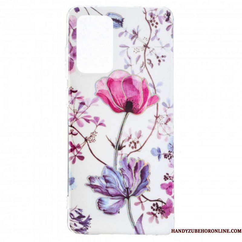 Hoesje voor Samsung Galaxy A52 4G / A52 5G / A52s 5G Gemarmerde Bloemen