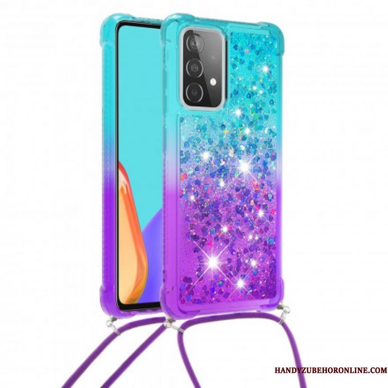 Hoesje voor Samsung Galaxy A52 4G / A52 5G / A52s 5G Siliconen Pailletten En Koord