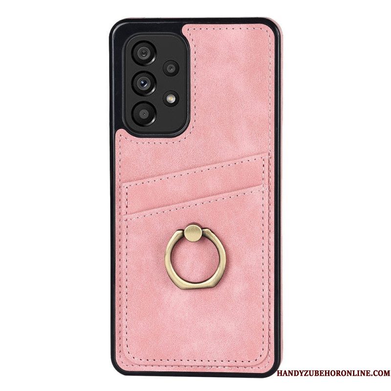 Hoesje voor Samsung Galaxy A53 5G Vintage Ringbeugel En Kaarthouder