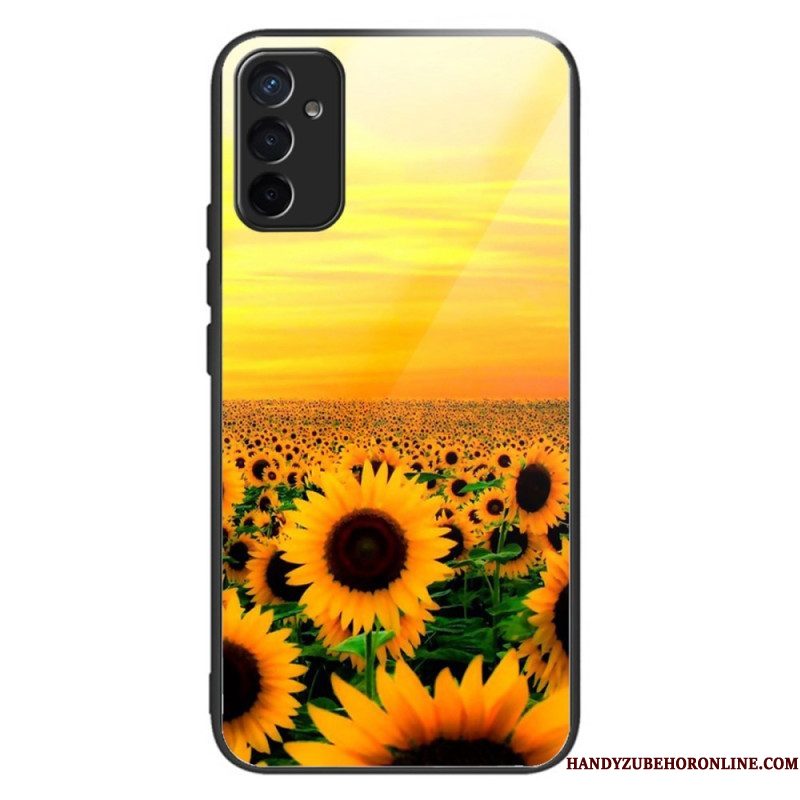 Hoesje voor Samsung Galaxy M13 Tempered Glass Variatie Zonnebloemen