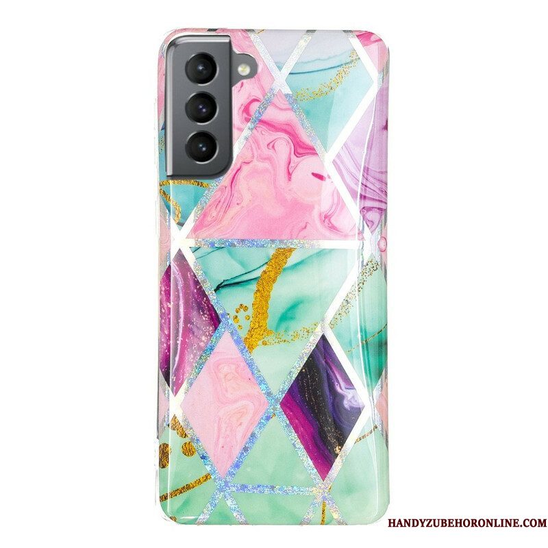 Hoesje voor Samsung Galaxy S21 FE Glitter Design Marmer