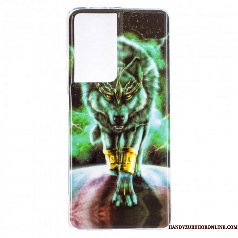 Hoesje voor Samsung Galaxy S21 Ultra 5G Fluorescerende Wolf-serie