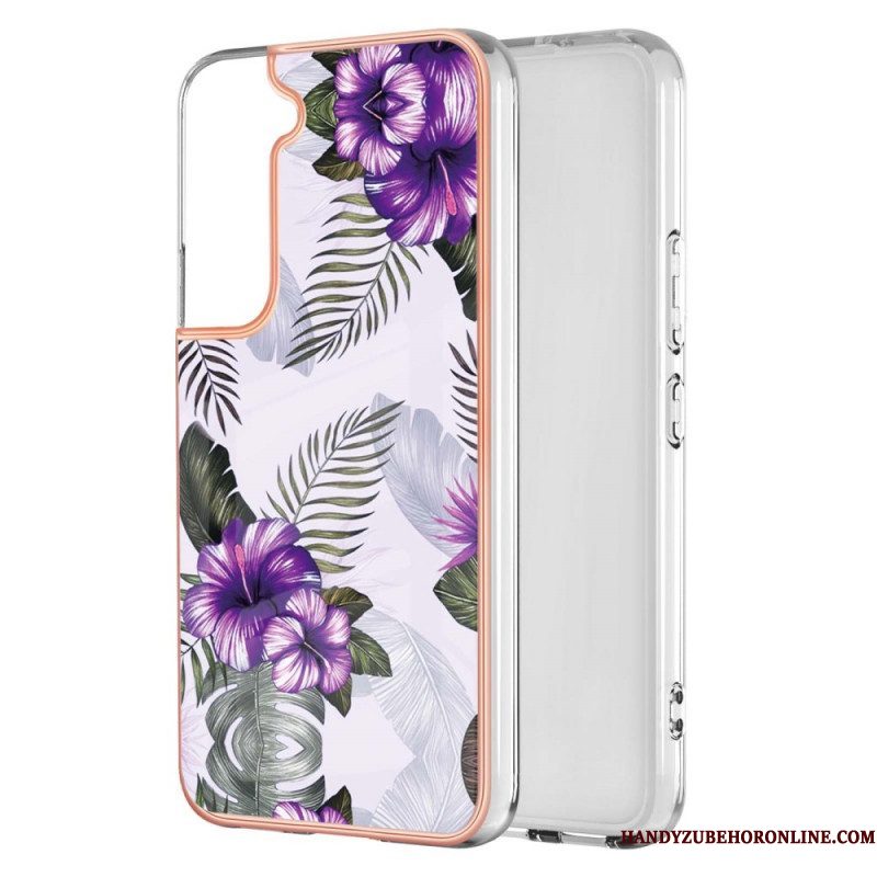 Hoesje voor Samsung Galaxy S22 Plus 5G Gemarmerde Bloemen