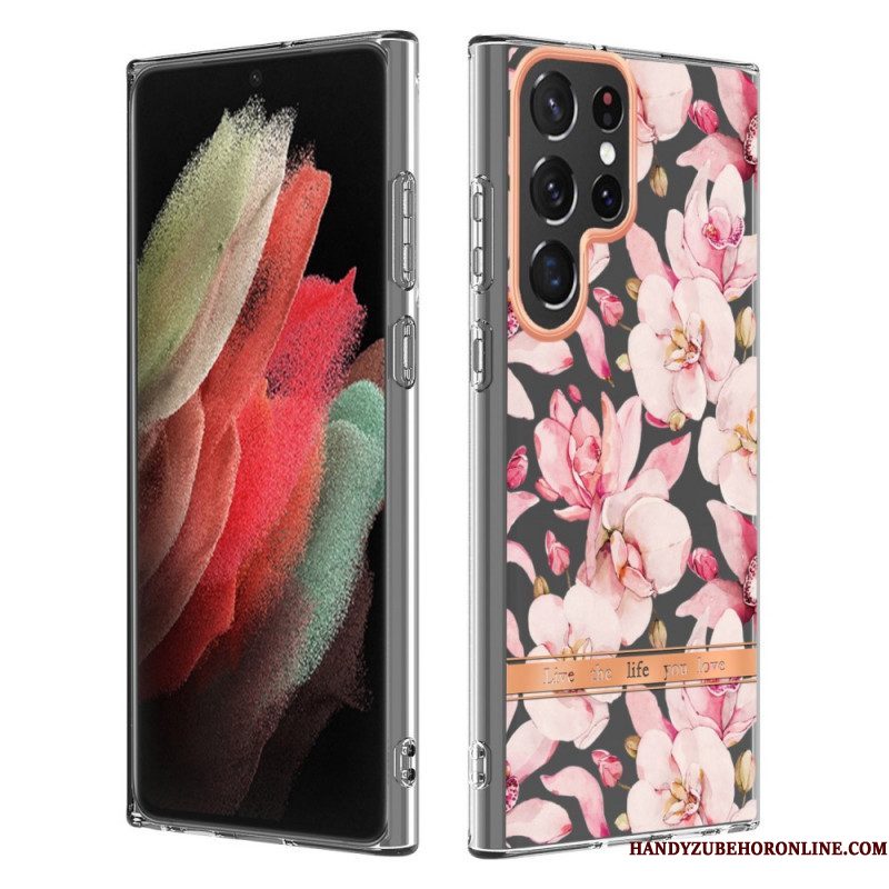 Hoesje voor Samsung Galaxy S22 Ultra 5G Bloemen Leven Het Leven Waar Je Van Houdt