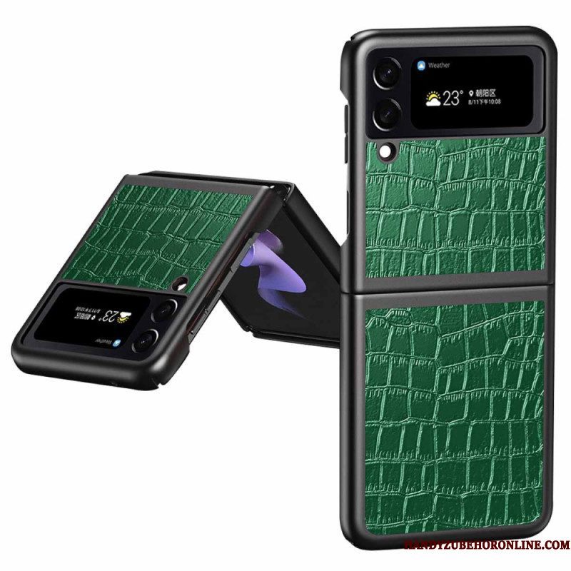 Hoesje voor Samsung Galaxy Z Flip 4 Folio-hoesje Krokodillenhuidstijl