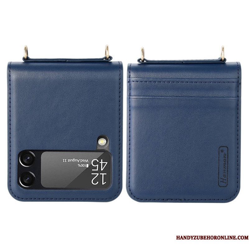 Hoesje voor Samsung Galaxy Z Flip 4 Folio-hoesje Leren Stijl Met Riem